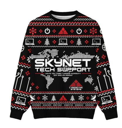 Skynet Tech Support Cyberdyne Systems Ugly Christmas Sweater