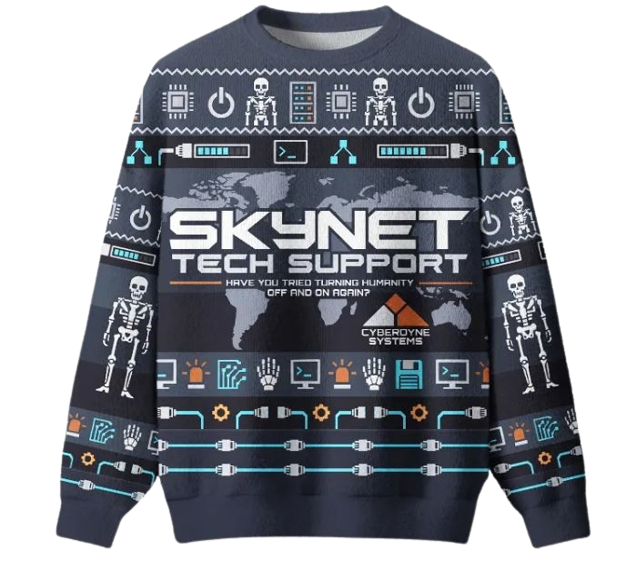 Skynet Tech Support Cyberdyne Systems Ugly Christmas Sweater