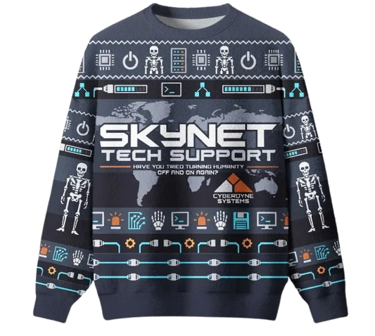 Skynet Tech Support Cyberdyne Systems Ugly Christmas Sweater