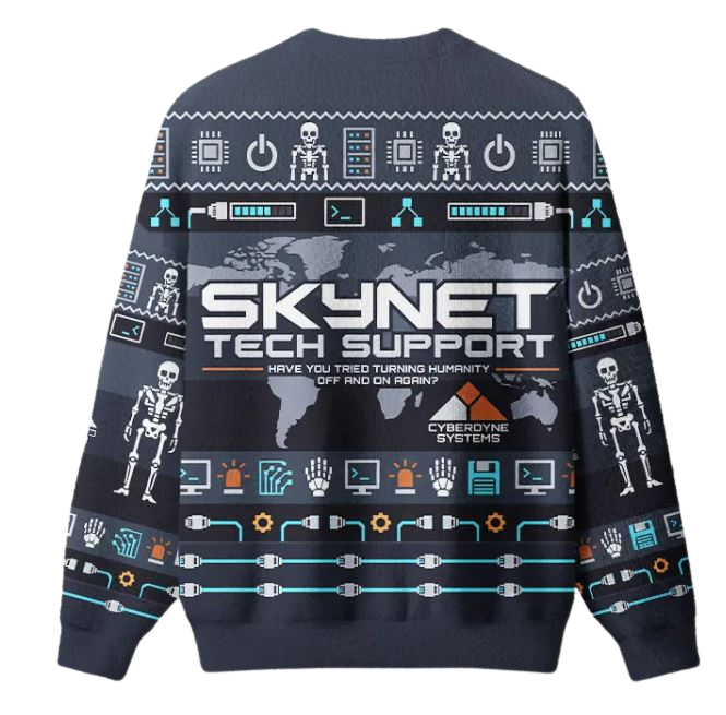 Skynet Tech Support Cyberdyne Systems Ugly Christmas Sweater