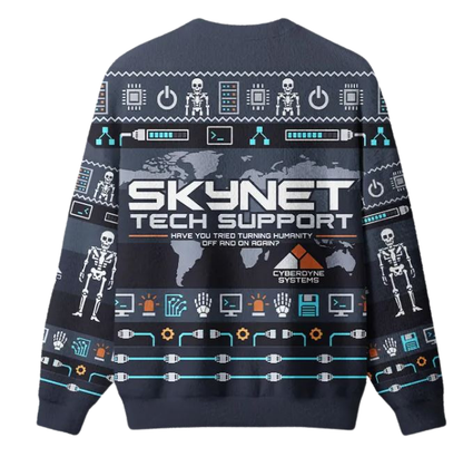 Skynet Tech Support Cyberdyne Systems Ugly Christmas Sweater