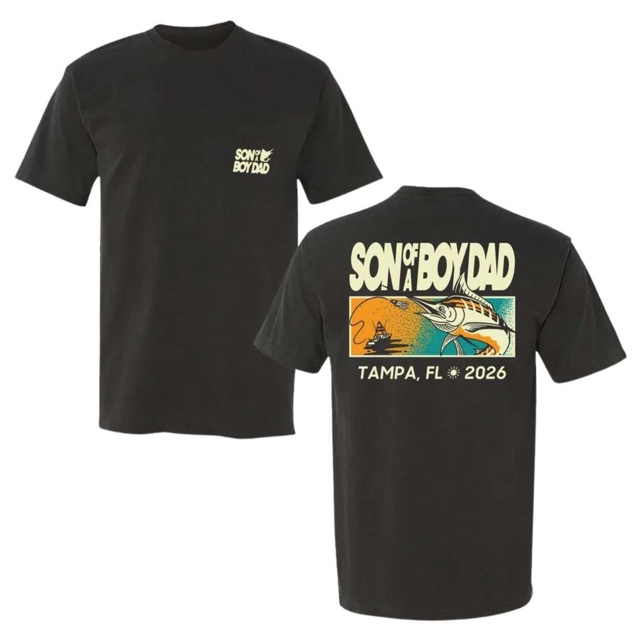 [Front + Back] Son Of A Boy Dad Fish Pocket Shirt