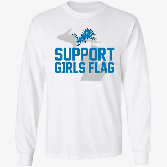 Support Girls Flag Detroit Long Sleeve Shirt