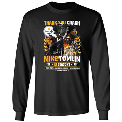 Thank You Coach Mike Tomlin 19 Seasons 2007 2025 Shirt