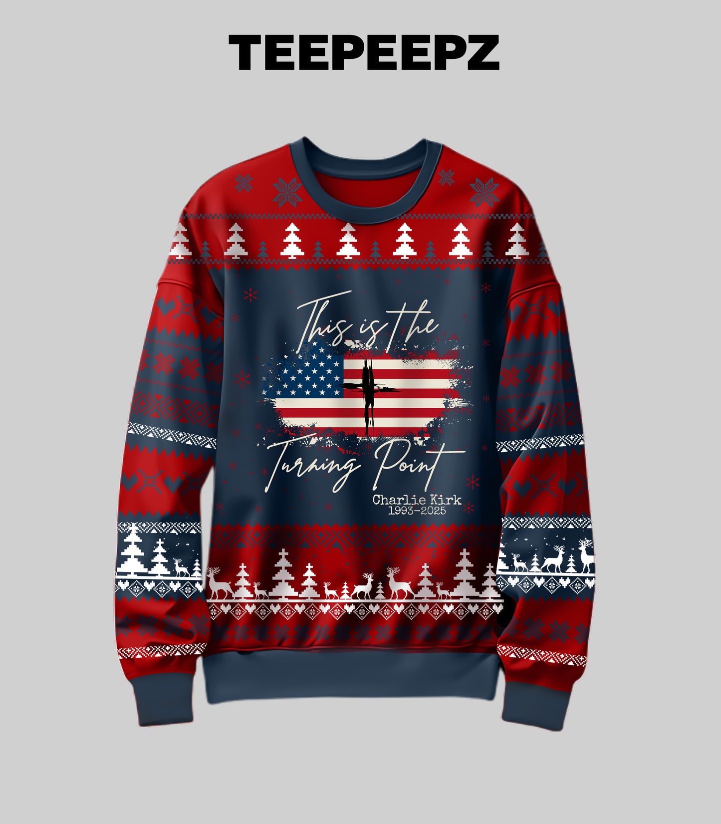This Is The Turning Point Charlie Kirk 1993 2025 Ugly Christmas Sweater