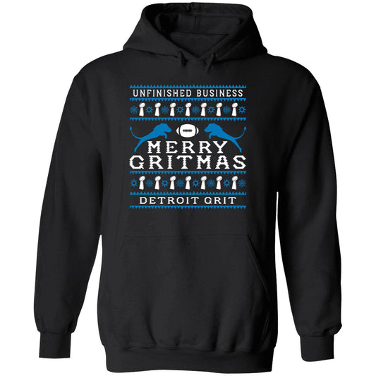 Unfinished Business Merry Gritmas Detroit Lions Grit Hoodie