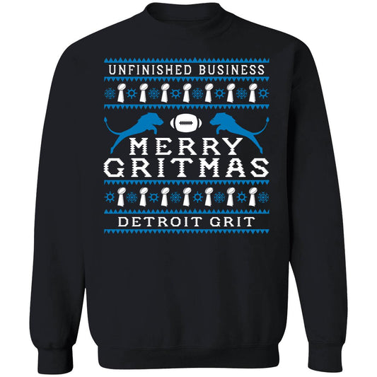 Unfinished Business Merry Gritmas Detroit Lions Grit Sweatshirt