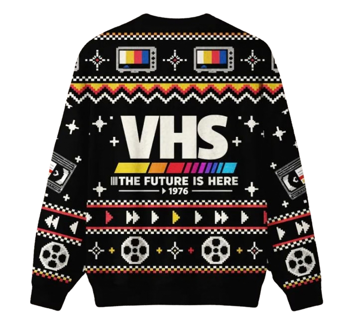 Vhs The Future Is Here 1976 Ugly Christmas Sweater