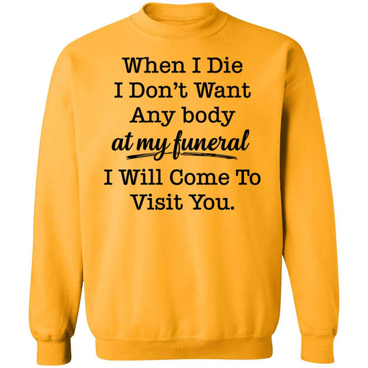 When I Die I Don't Want Anybody At My Funeral I Will Come To Visit You Sweatshirt