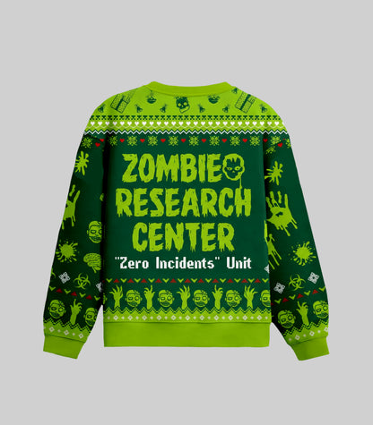 Zomibe Research Center Zero Incidents Unit Ugly Christmas Sweater