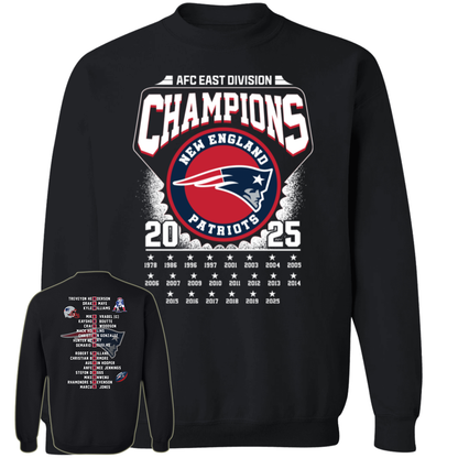 [Front + Back] 2025 East Champions Patriots Shirt