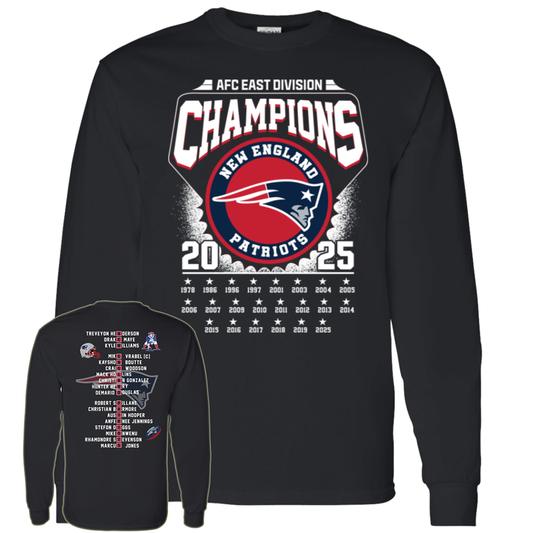 [Front + Back] 2025 East Champions Patriots Shirt