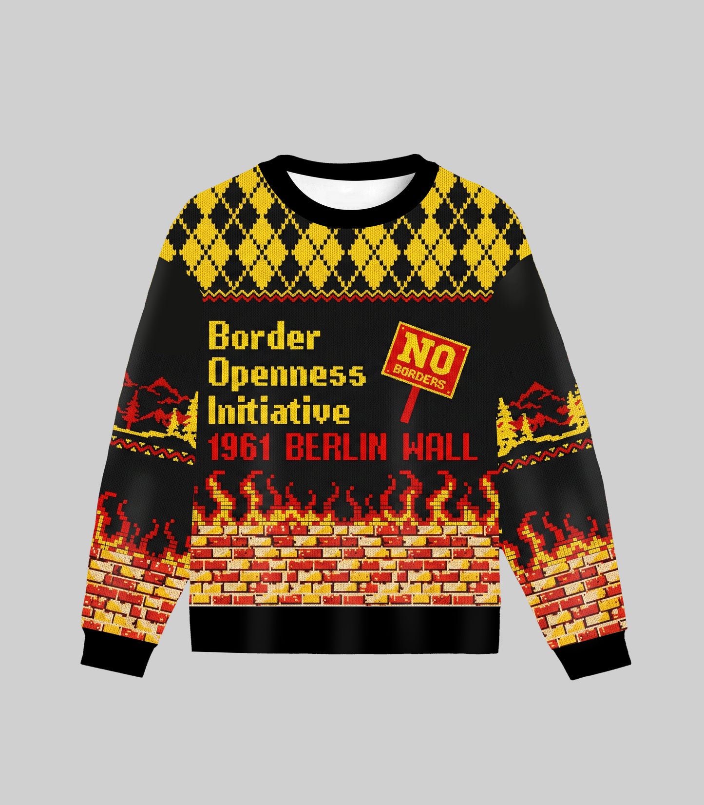 Border Openness Initiative 1961 Berlin Wall Ugly Christmas Sweater
