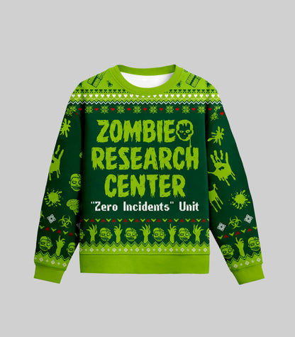 Zomibe Research Center Zero Incidents Unit Ugly Christmas Sweater