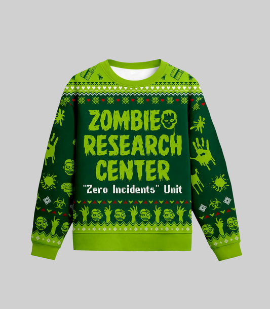 Zomibe Research Center Zero Incidents Unit Ugly Christmas Sweater