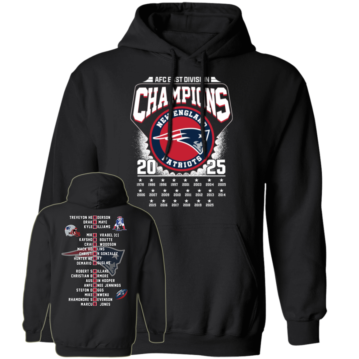 [Front + Back] 2025 East Champions Patriots Shirt